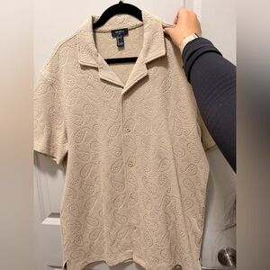 Beige Textured Men's Shirt